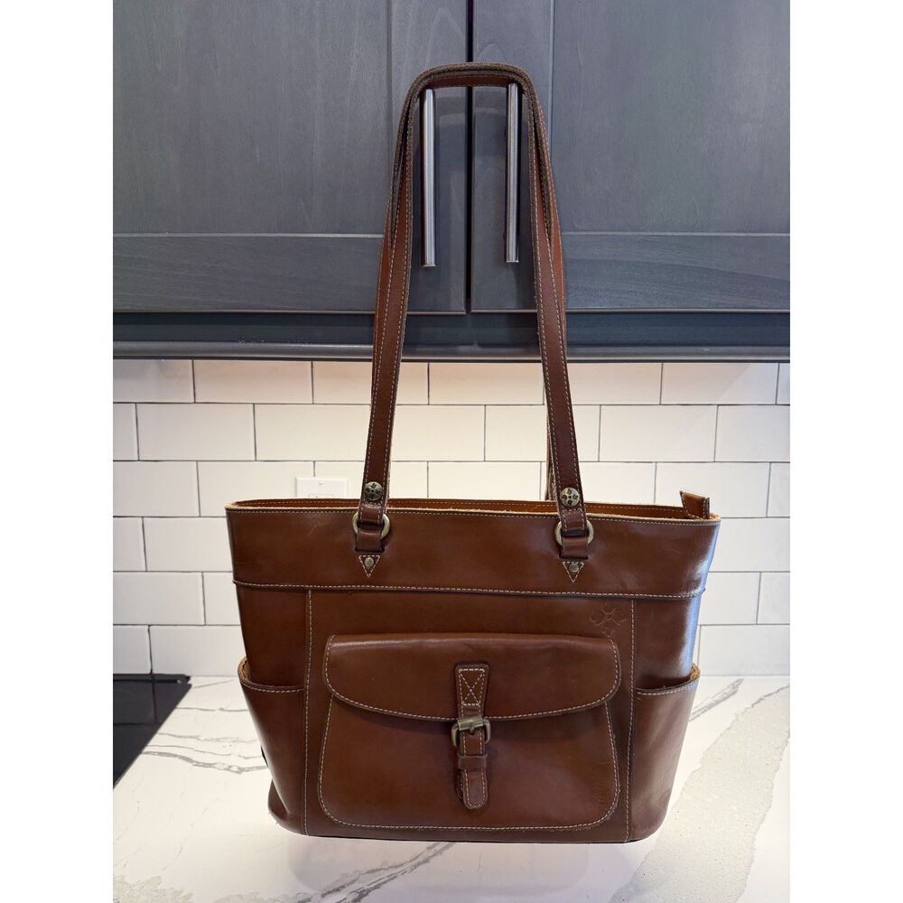 Patricia Nash Bolsena Tote Heritage Tan Cognac Leather Shoulder Bag Purse